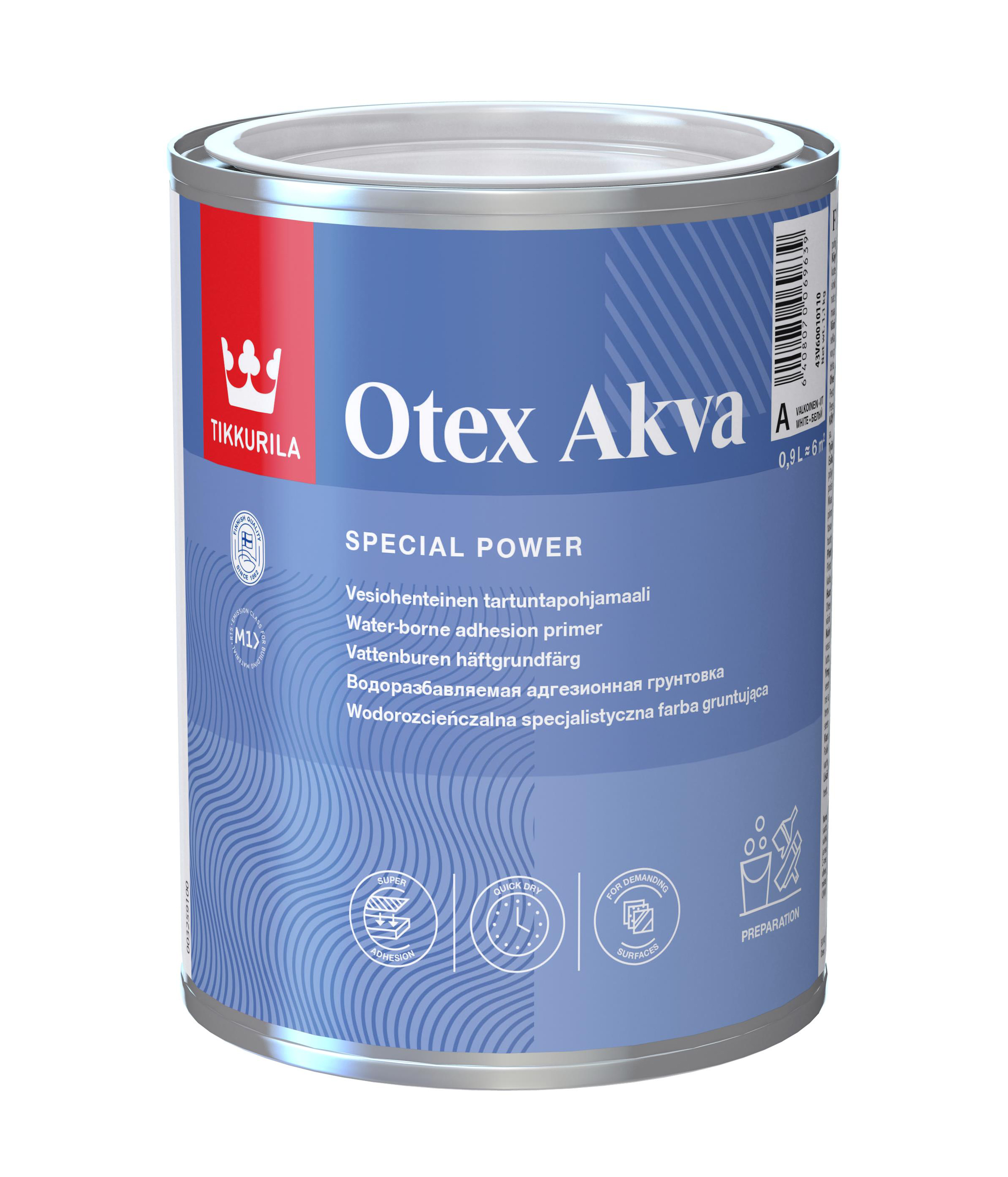 Грунт адгезионный Tikkurila Otex Akva на водной основе база А 0,9 л