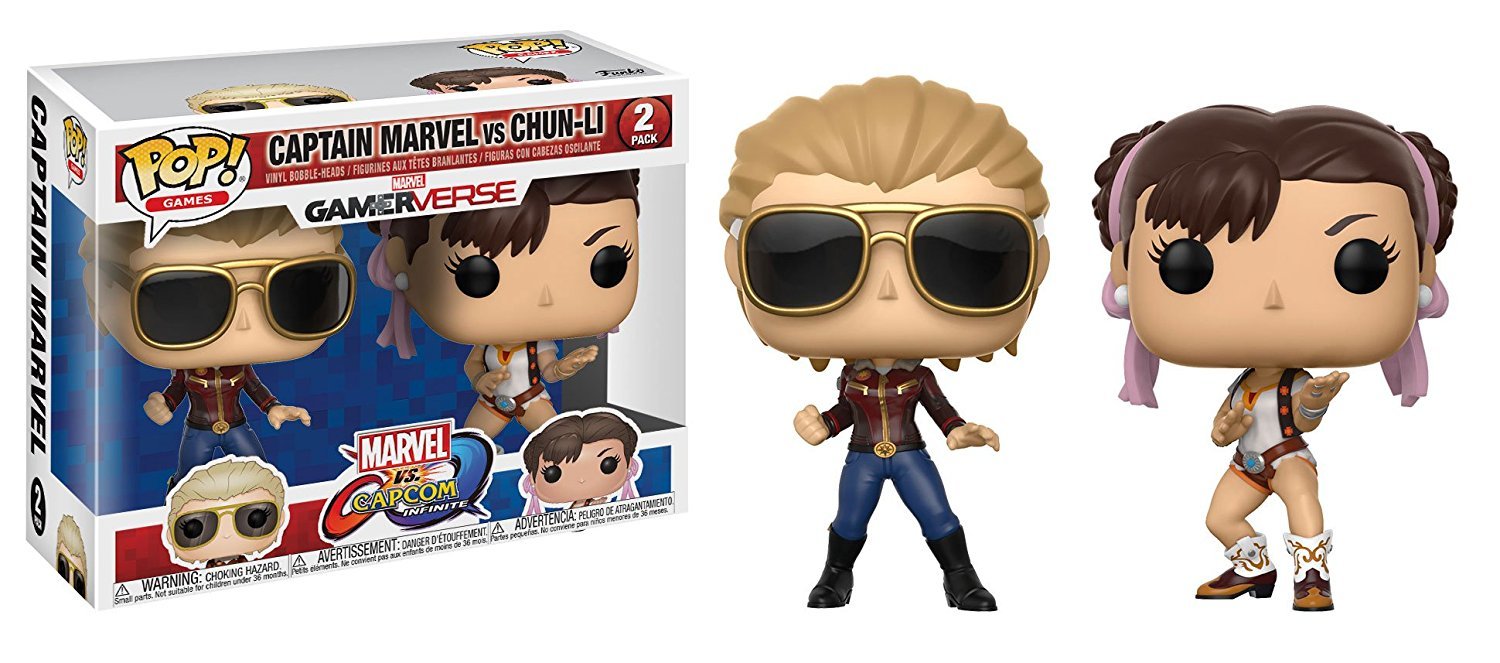 фото Фигурка funko pop! vinyl 2-pack: capcom vs. marvel: captain marvel vs chun-li