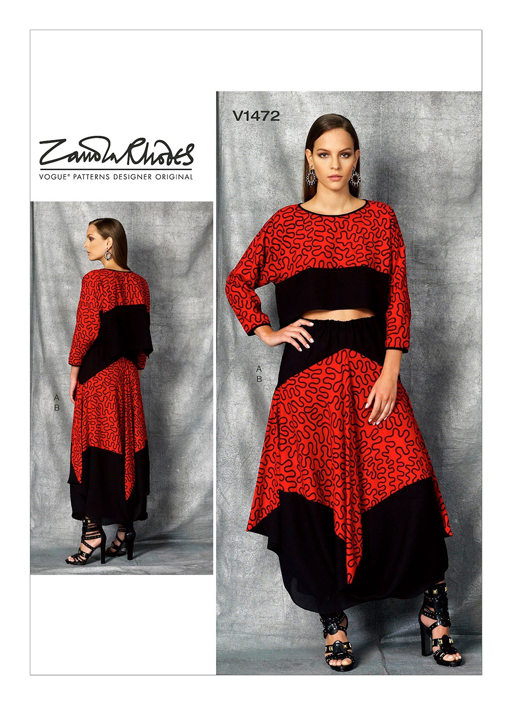 

Выкройка Vogue №1472 — Костюм (топ + юбка) от Zandra Rhodes