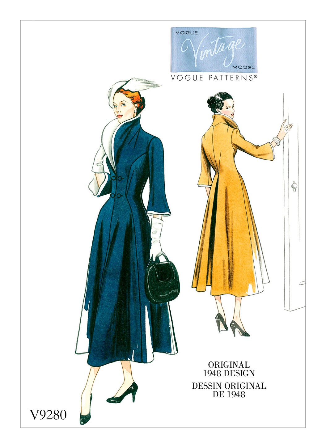 

Выкройка Vogue №9280 — Ретро 1948 г. Платье с широким съемным воротником