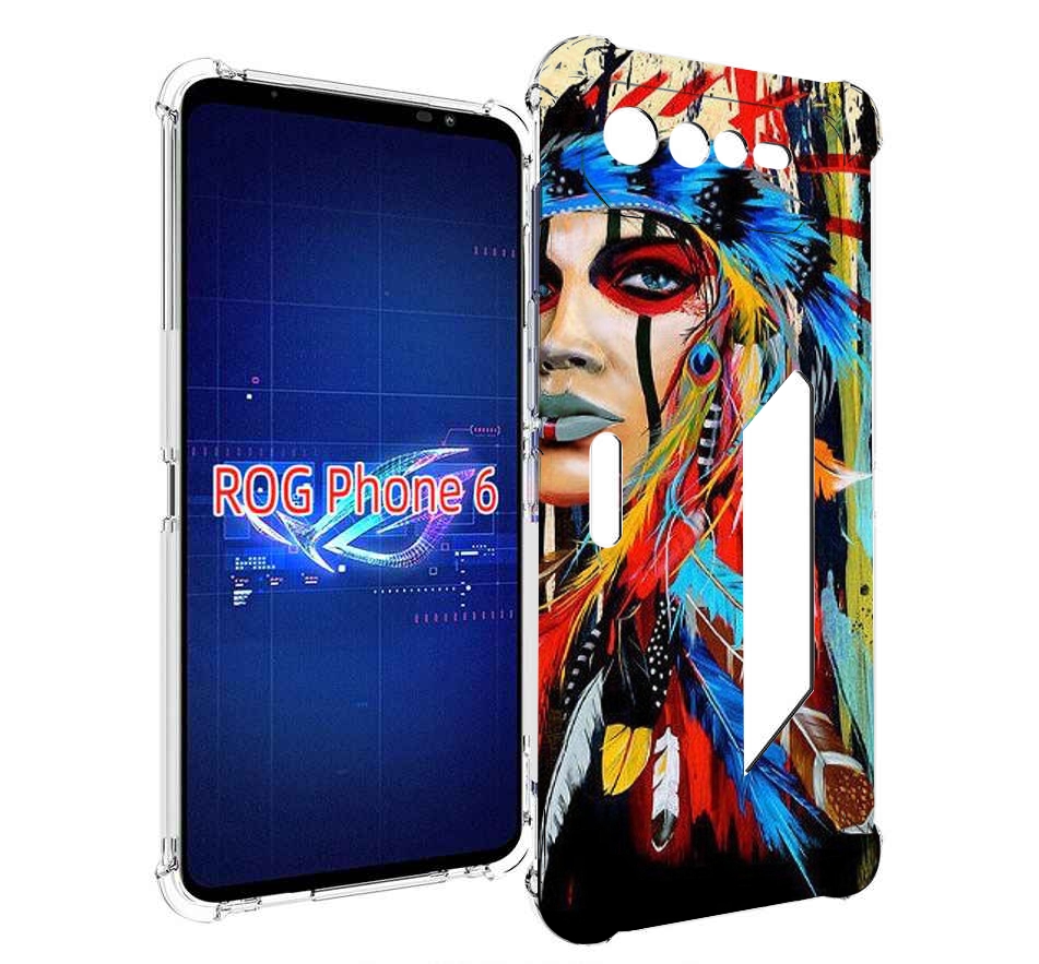 

Чехол MyPads индеец расписной для Asus ROG Phone 6, Прозрачный, Tocco