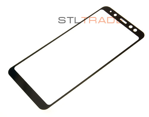 Защитное стекло 2D для Samsung A8 (2018) черное в т/у