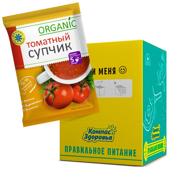 Суп-пюре Томатный порционный САШЕ 30 гр НАБОР 10шт., Компас Здоровья