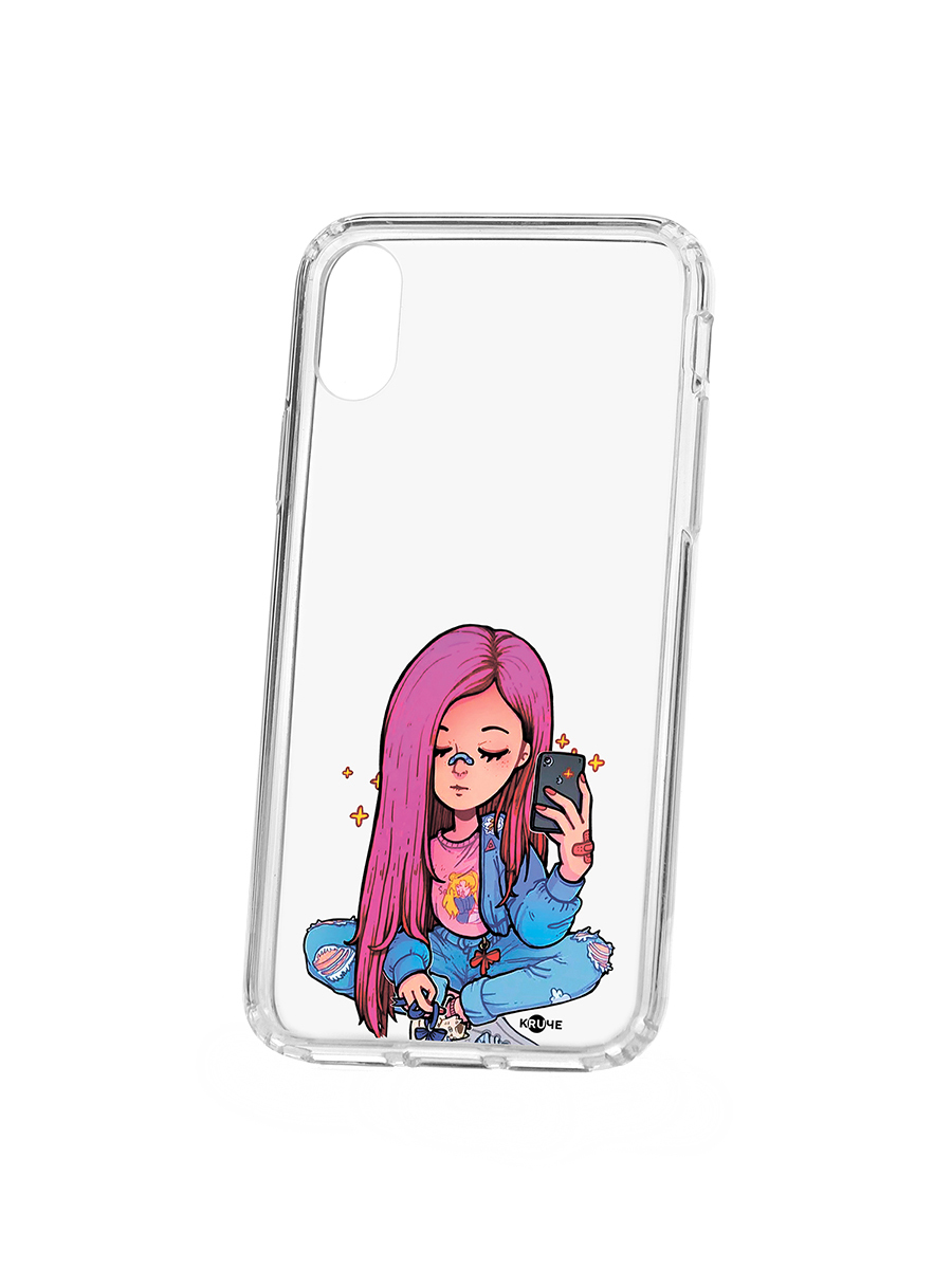 фото Чехол на apple iphone x kruche print pink hair кruче