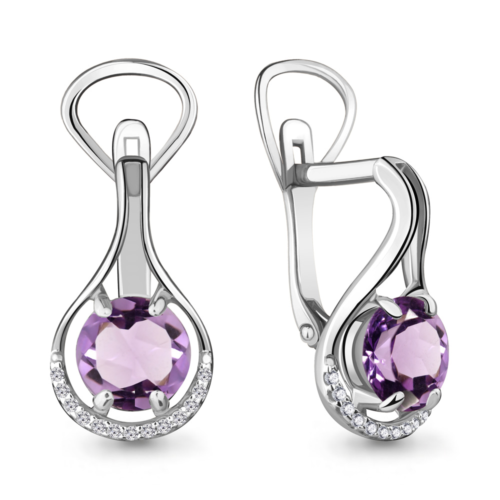 

Серьги из серебра с аметистом Aquamarine 4431804А_925_р, 4431804А_925_р