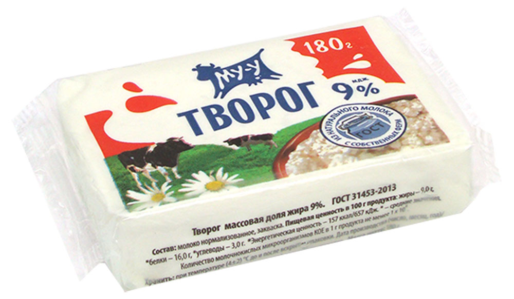 Творог Му-у бзмж 9% 180 г