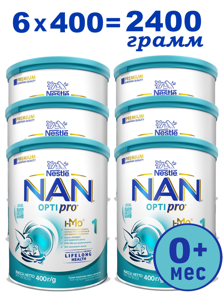 

Смесь NAN 1 Optipro для роста, иммунитета с рождения, 6x400гр