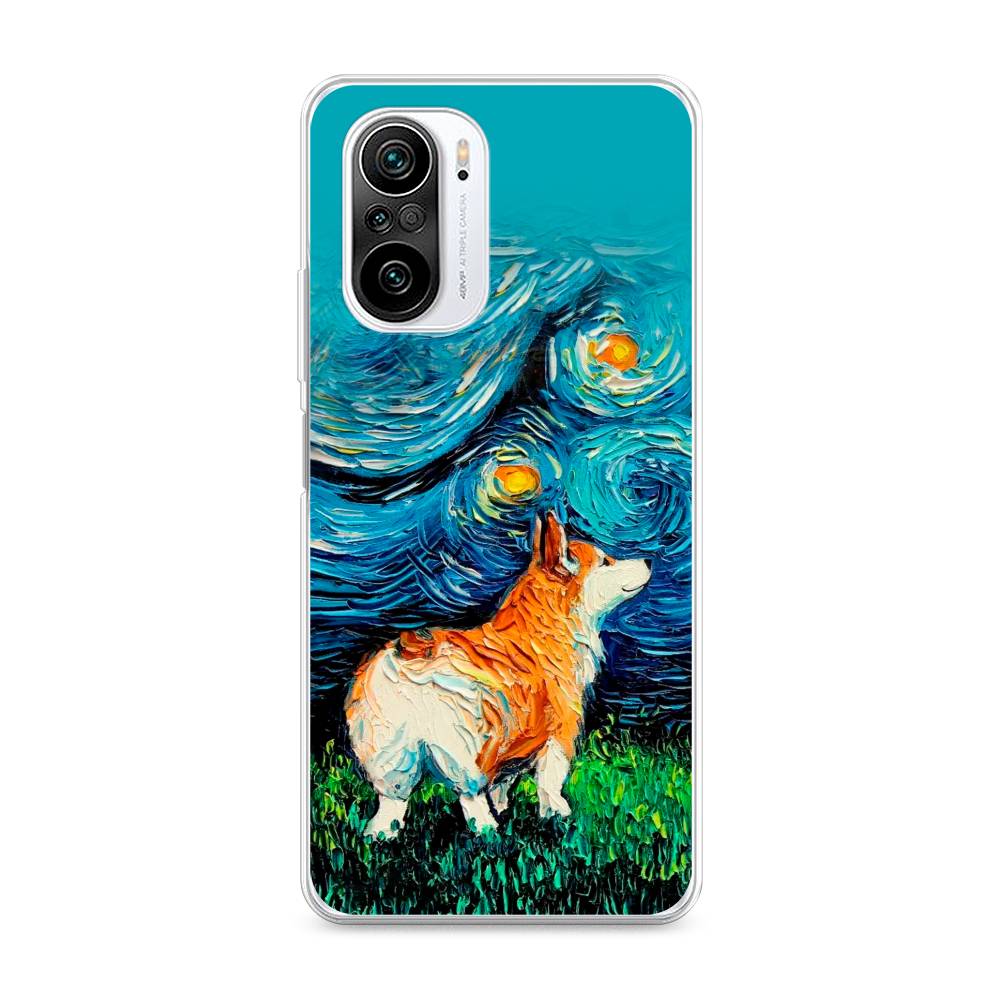 

Чехол на Xiaomi Redmi K40 "Корги звёздная ночь", Коричневый;белый;зеленый, 310950-1
