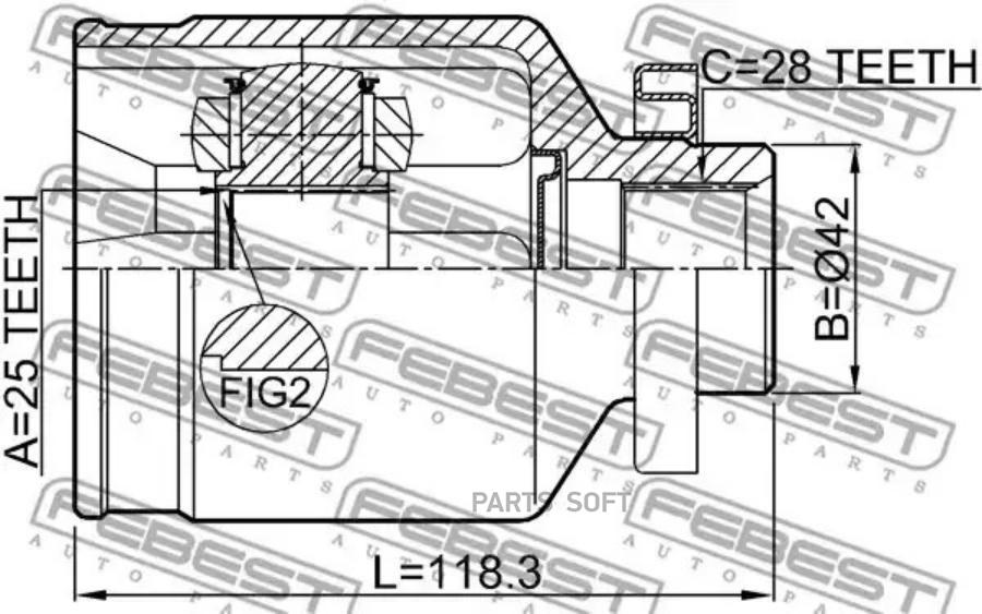 

Шрус внутренний правый 25x42x28
