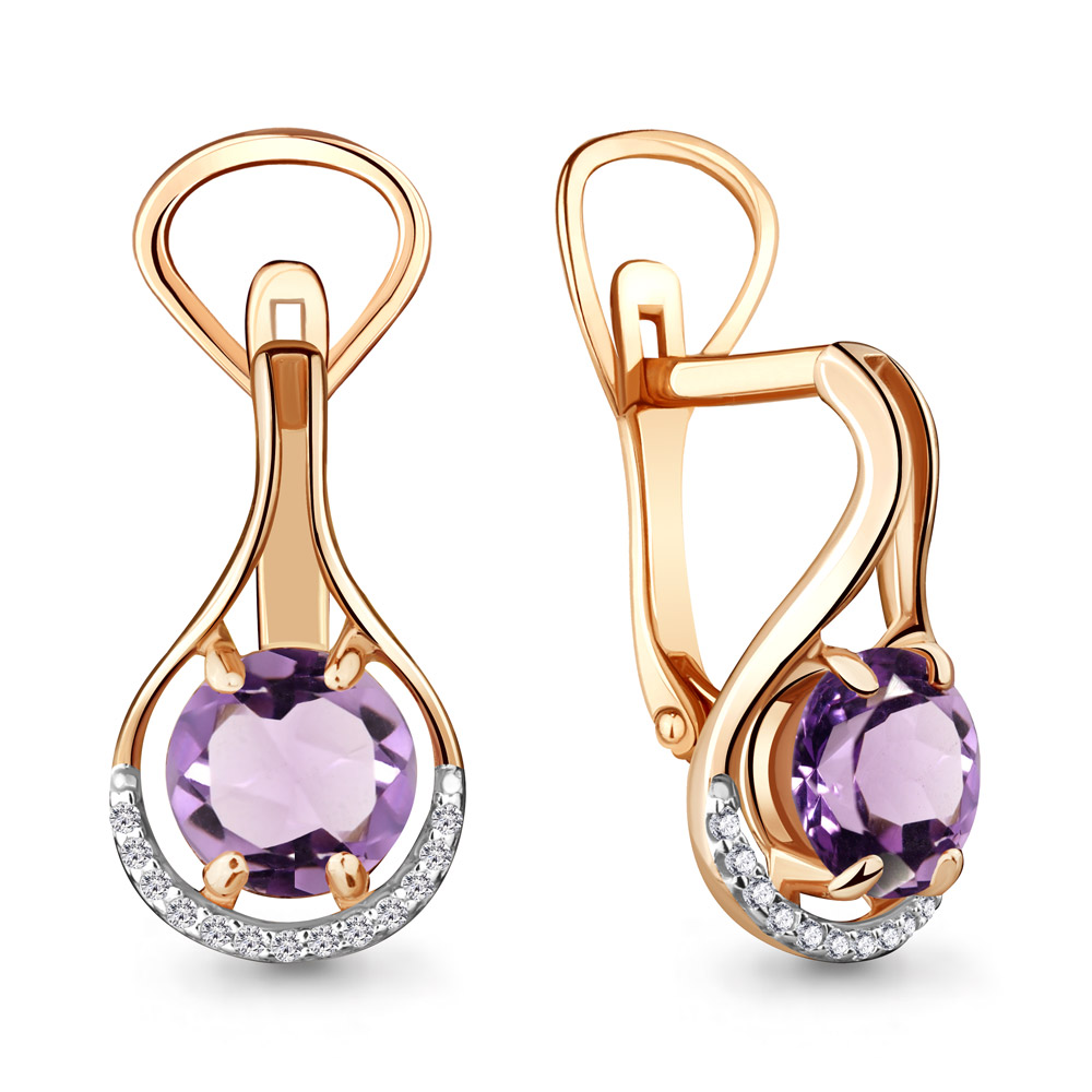 

Серьги из серебра с аметистом Aquamarine 4431804А_925_з, 4431804А_925_з