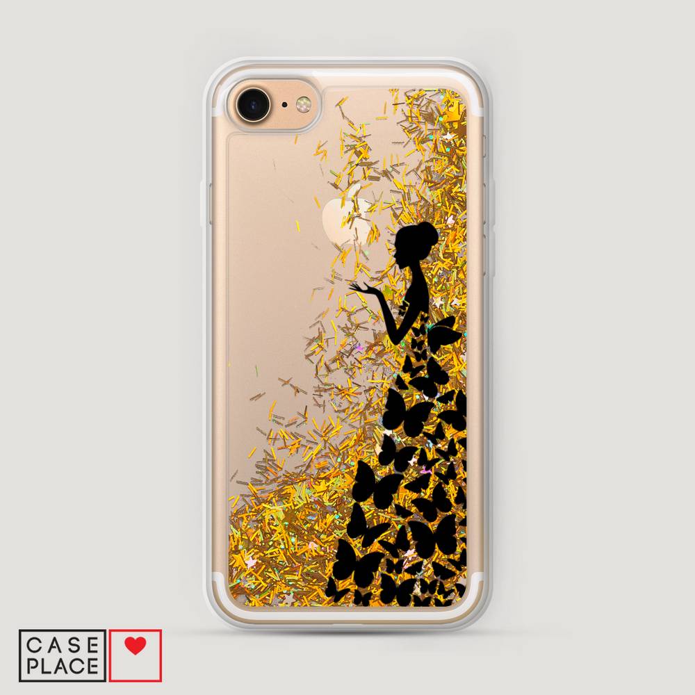 

Жидкий чехол с блестками "Дама в бабочках" на Apple iPhone 8, 10890-1