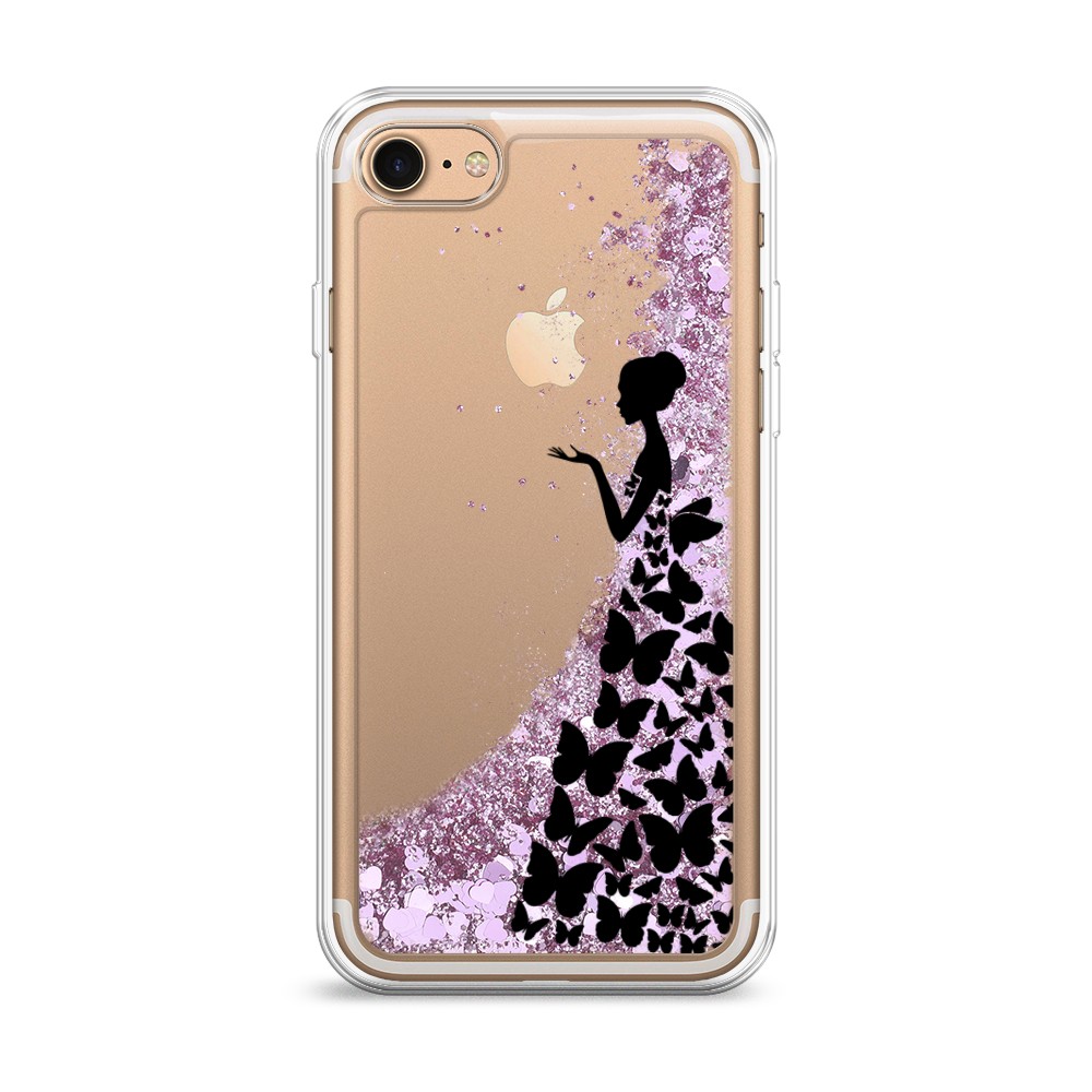 

Жидкий чехол с блестками "Дама в бабочках" на Apple iPhone 7, 10694-1