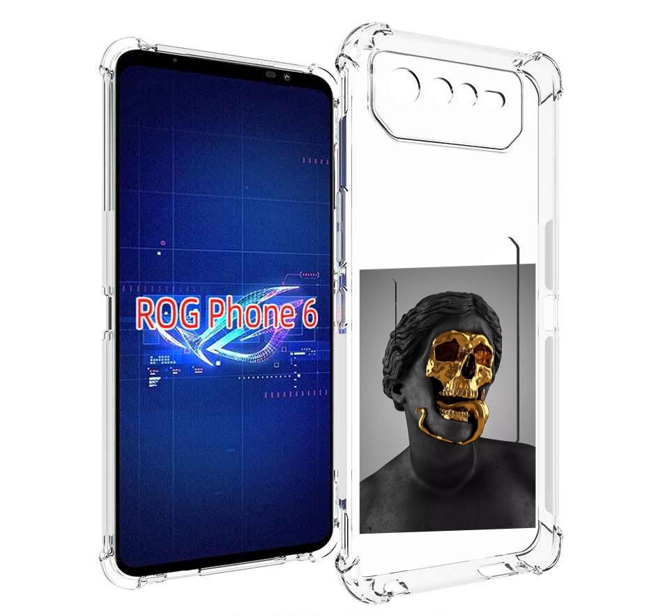 

Чехол MyPads золотой череп в статуе для Asus ROG Phone 6, Прозрачный, Tocco