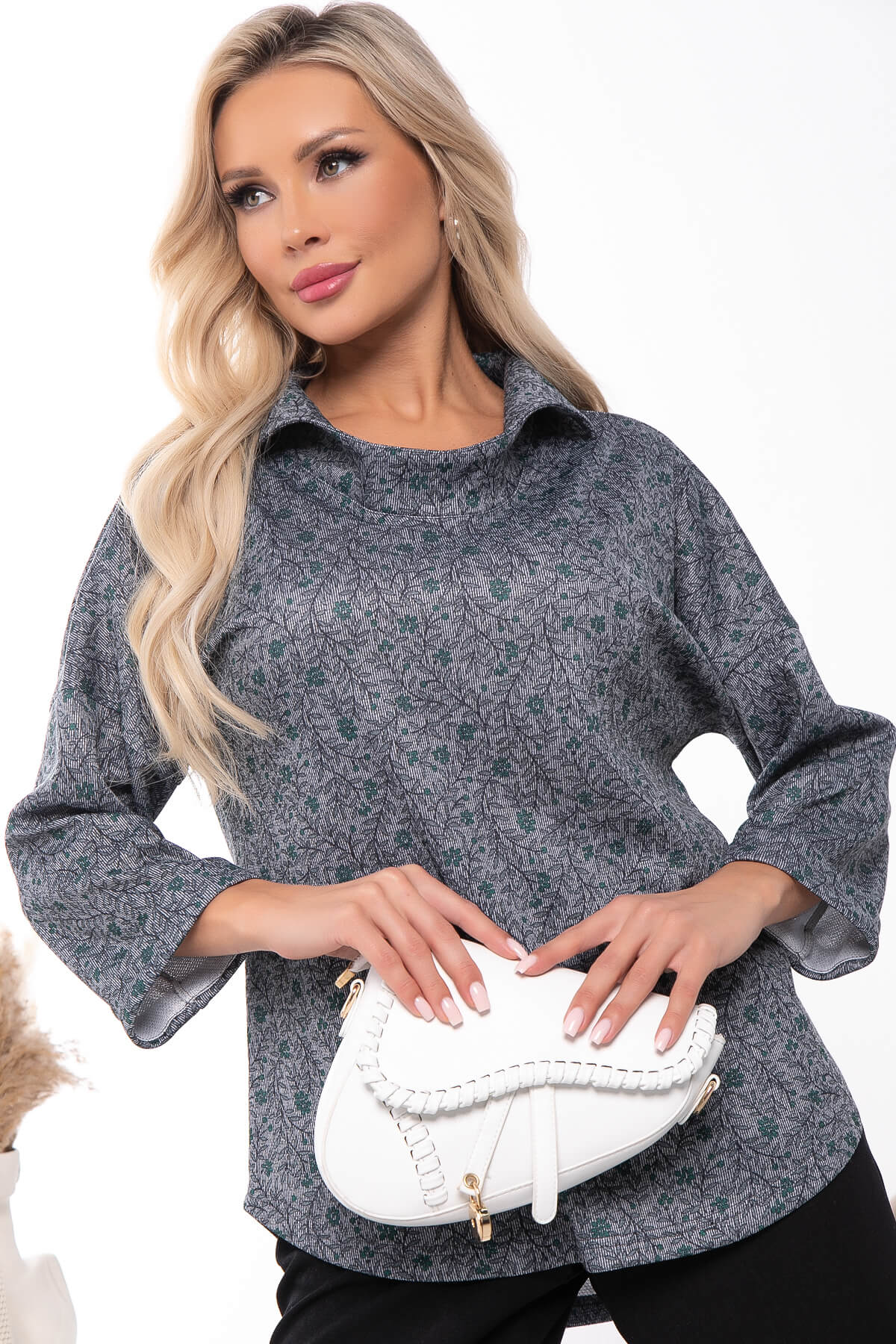 

Блуза женская LT Collection Казимира серая 46 RU, Серый, Казимира