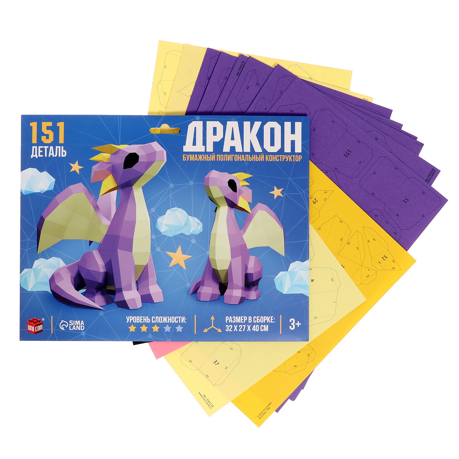 

Конструктор полигональный UNICON Дракон 151 деталь