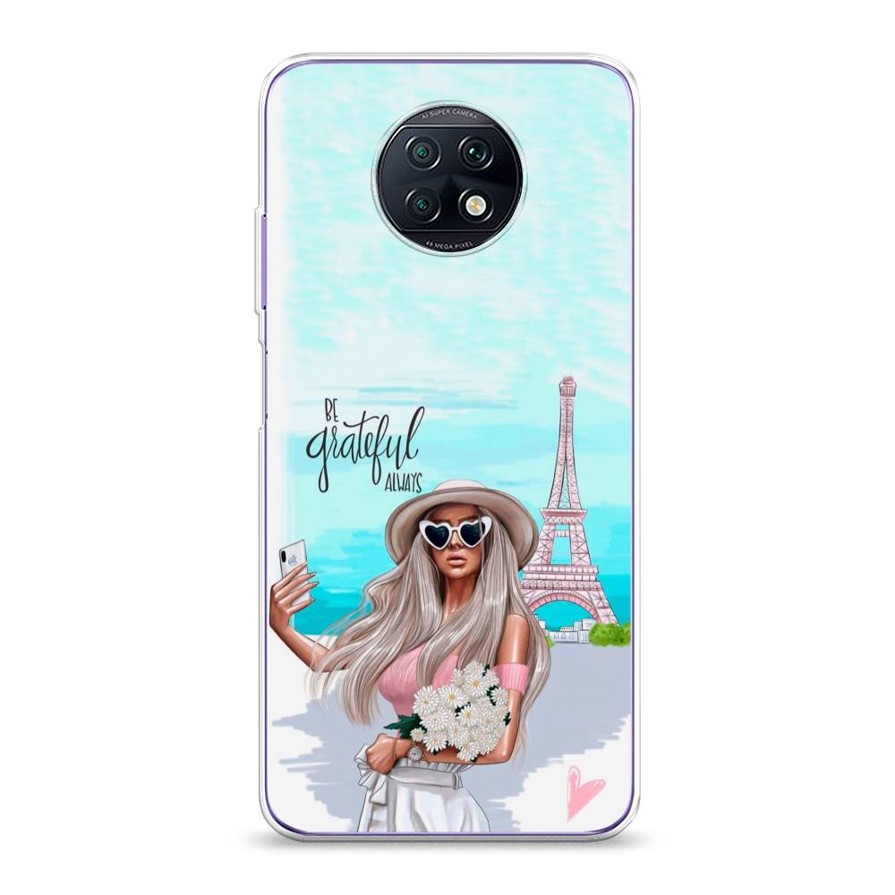 

Чехол на Xiaomi Redmi Note 9T "Селфи Париж", Голубой;бежевый, 39650-6