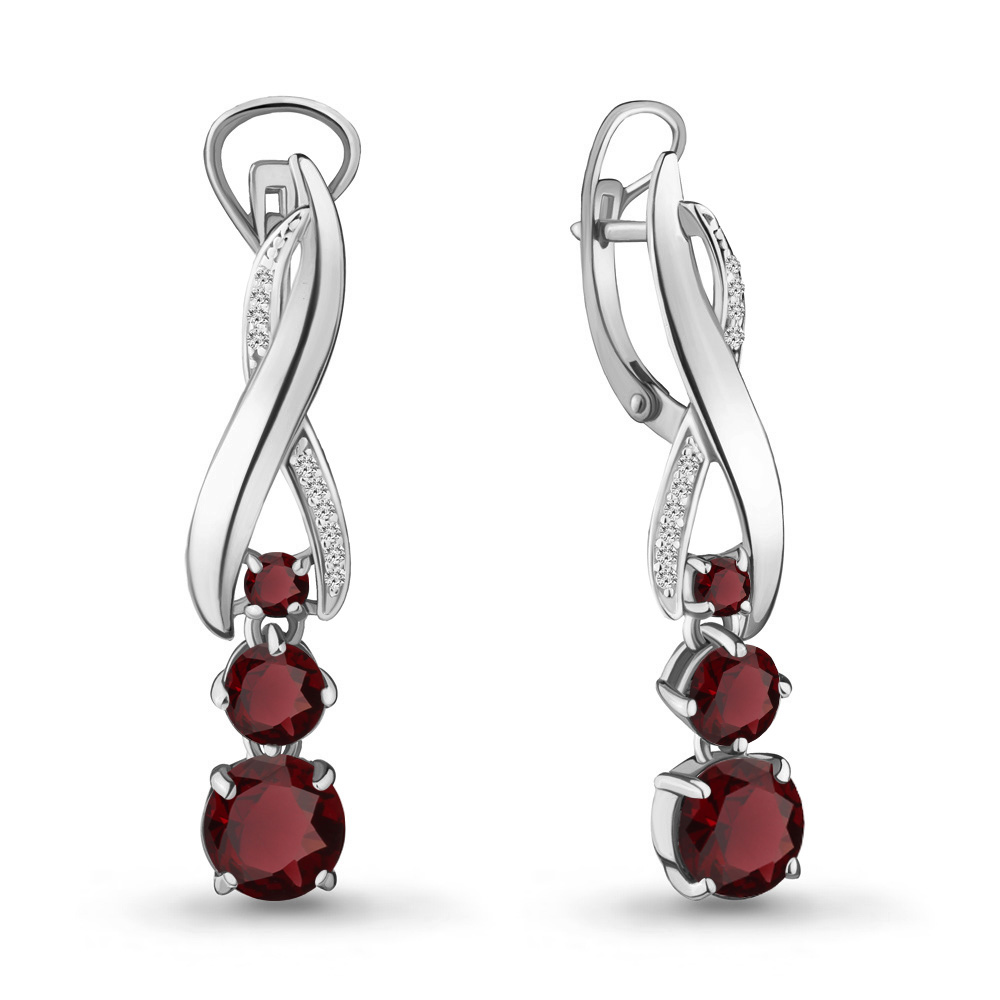 

Серьги из серебра с гранатом Aquamarine 4431603А_925_р, 4431603А_925_р