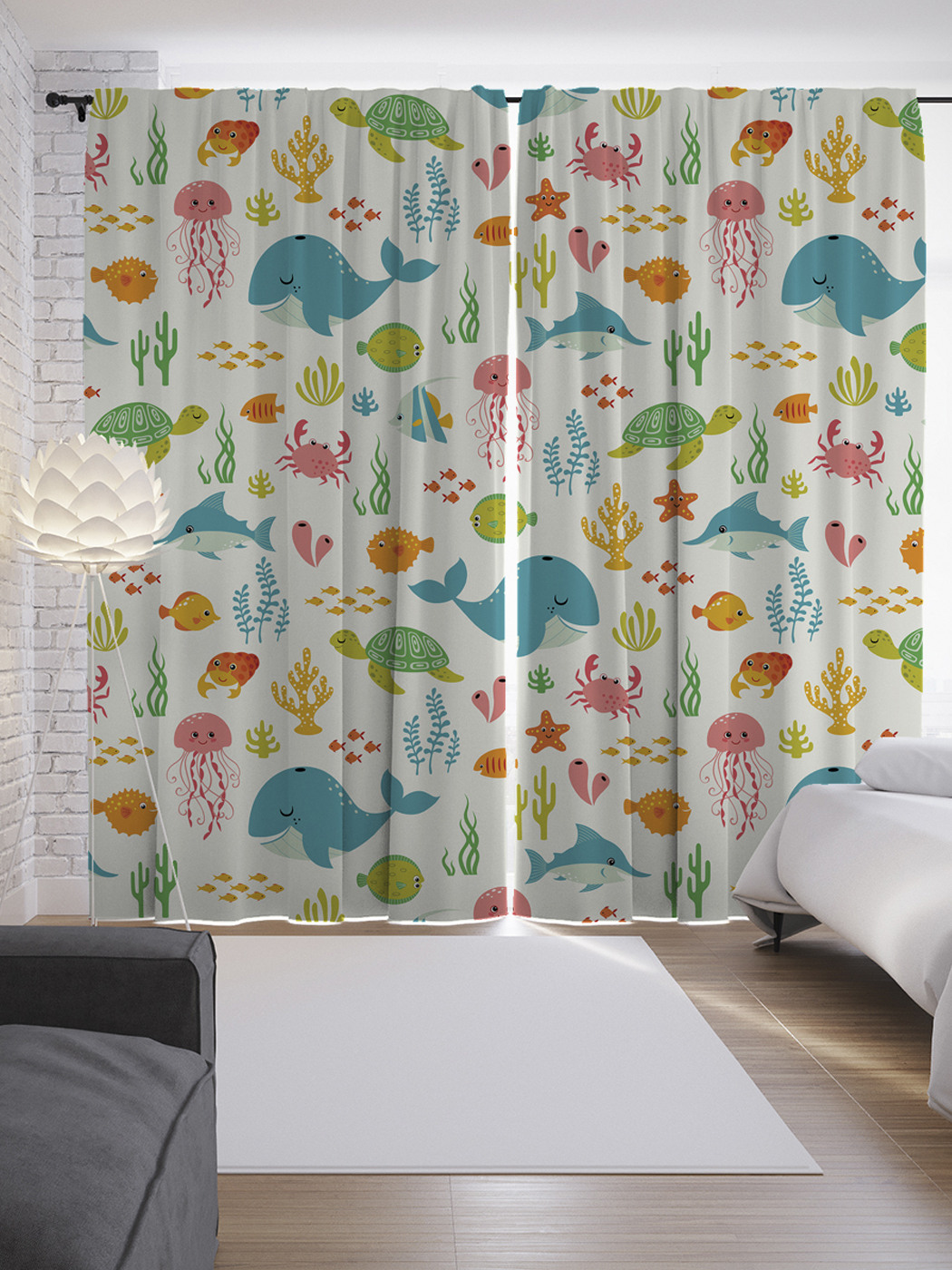 

Шторы с фотопечатью "Океанская фантазия" из сатена, 290х265 см