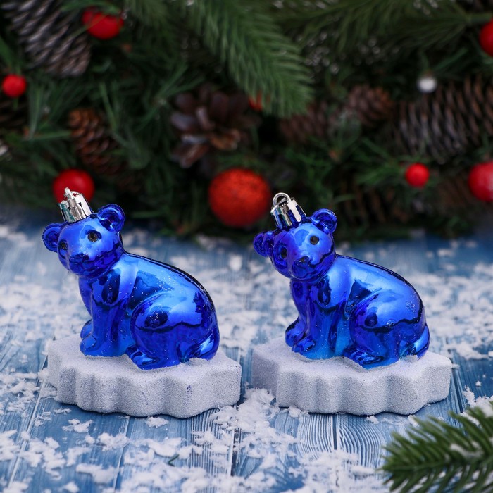

Елочная игрушка Зимнее волшебство Мишутка на льдине 9510477-2p 8 см 2 шт. синий, Мишутка на льдине