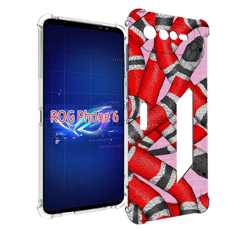 

Чехол MyPads змея-красно-черно-белый для Asus ROG Phone 6, Прозрачный, Tocco