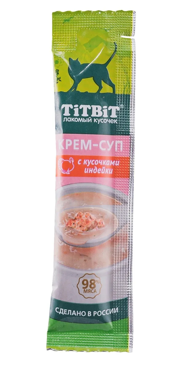 Лакомство для кошек TiTBiT Крем-суп с кусочками индейки, 10 г