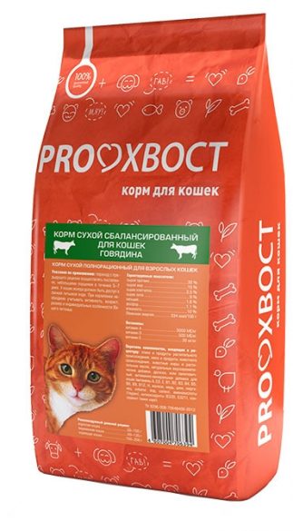 

Сухой корм Proхвост с говядиной для кошек