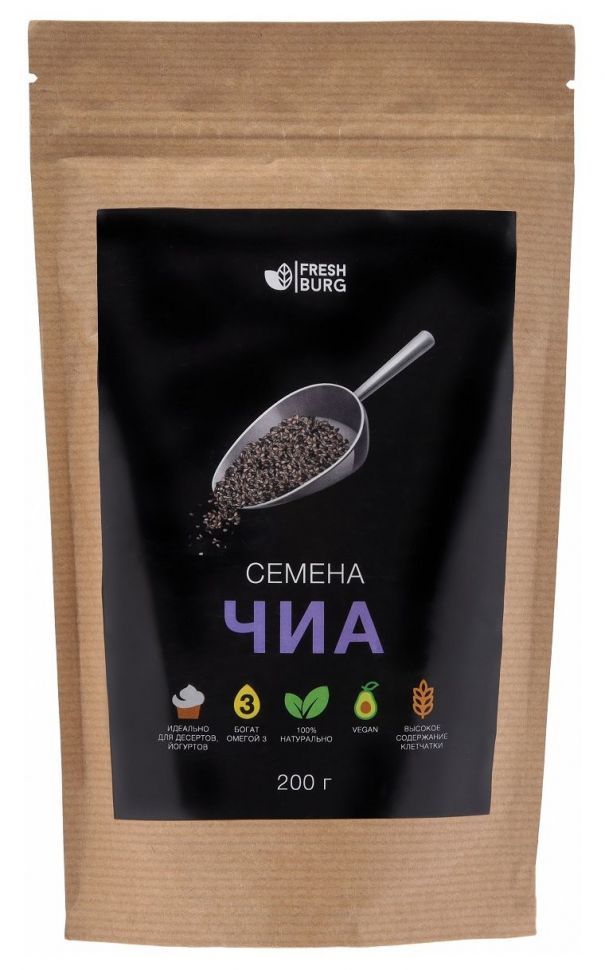 

Семена чиа Premium Freshburg (черные, для похудения, суперфуд) 200 г, FR00054P