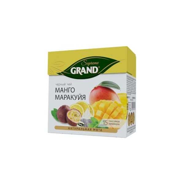 Чай черный Grand Supreme Манго-Маракуйя в пирамидках 1,8 г х 15 шт