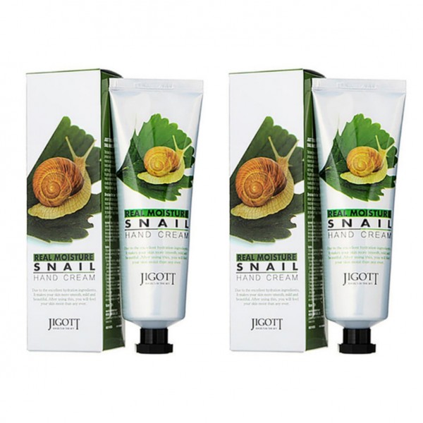 JIGOTT Крем для рук с муцином улитки Real Moisture Snail Hand Cream, 100 мл х 2 шт