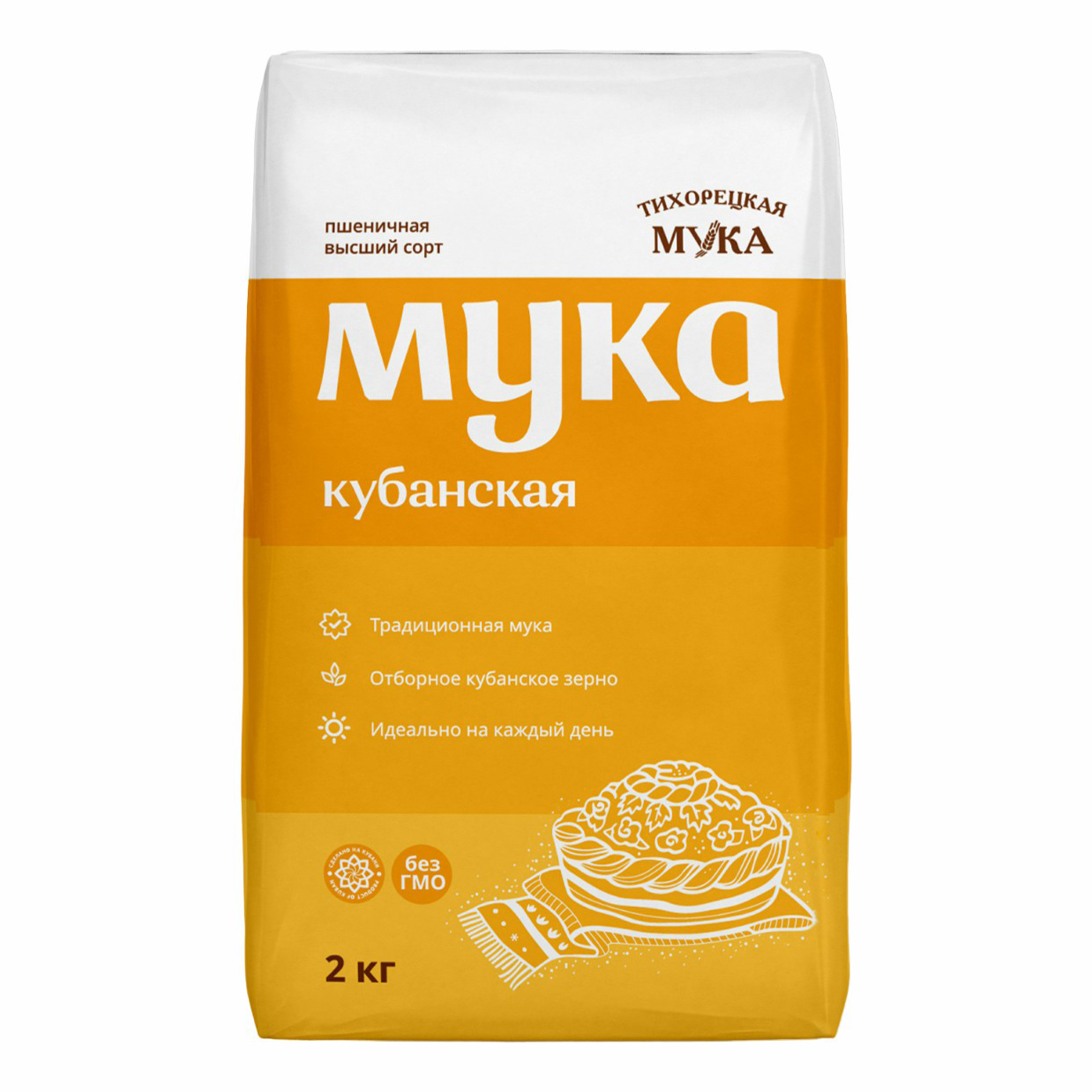 

Мука Русское зерно Тихорецкая Кубанская пшеничная высший сорт 2 кг