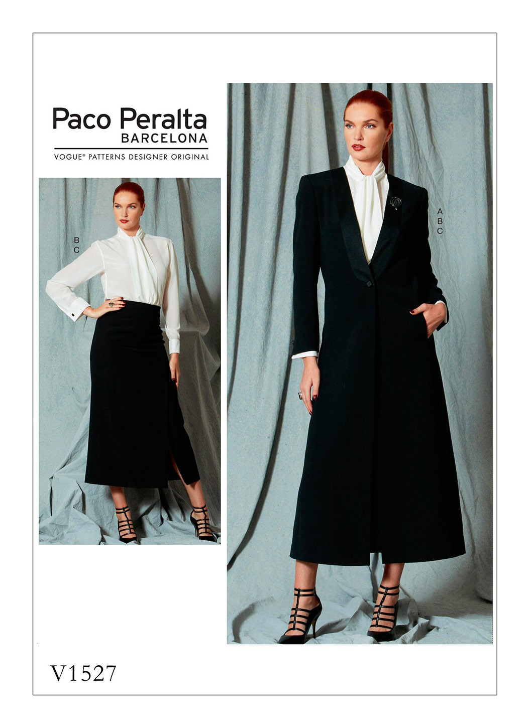 

Выкройка Vogue №1527 — Комплект: блузка, юбка, пальто от Paco Peralta