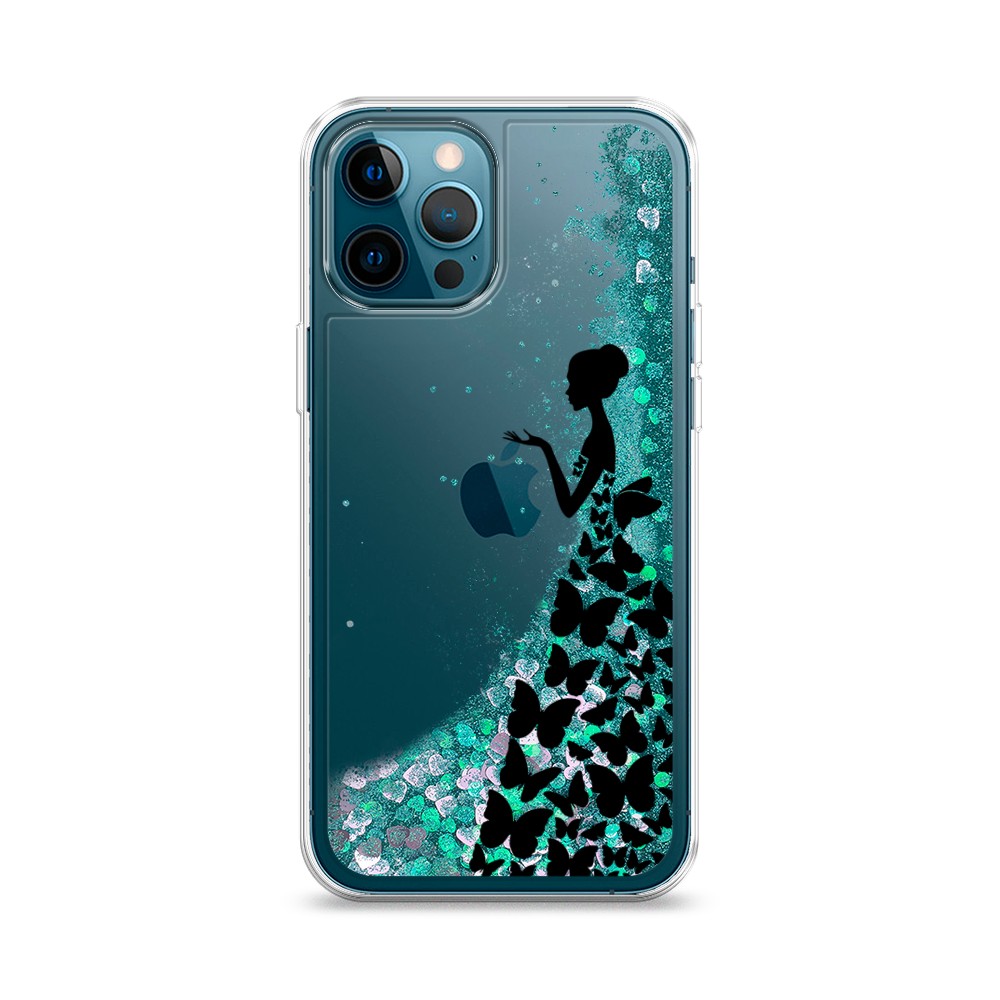 

Жидкий чехол с блестками "Дама в бабочках" на Apple iPhone 12 Pro, 12895-1