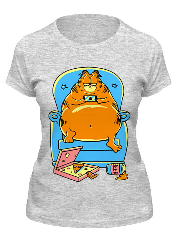 

Футболка женская Printio Кот гарфилд серая 2XL, Серый, Кот гарфилд