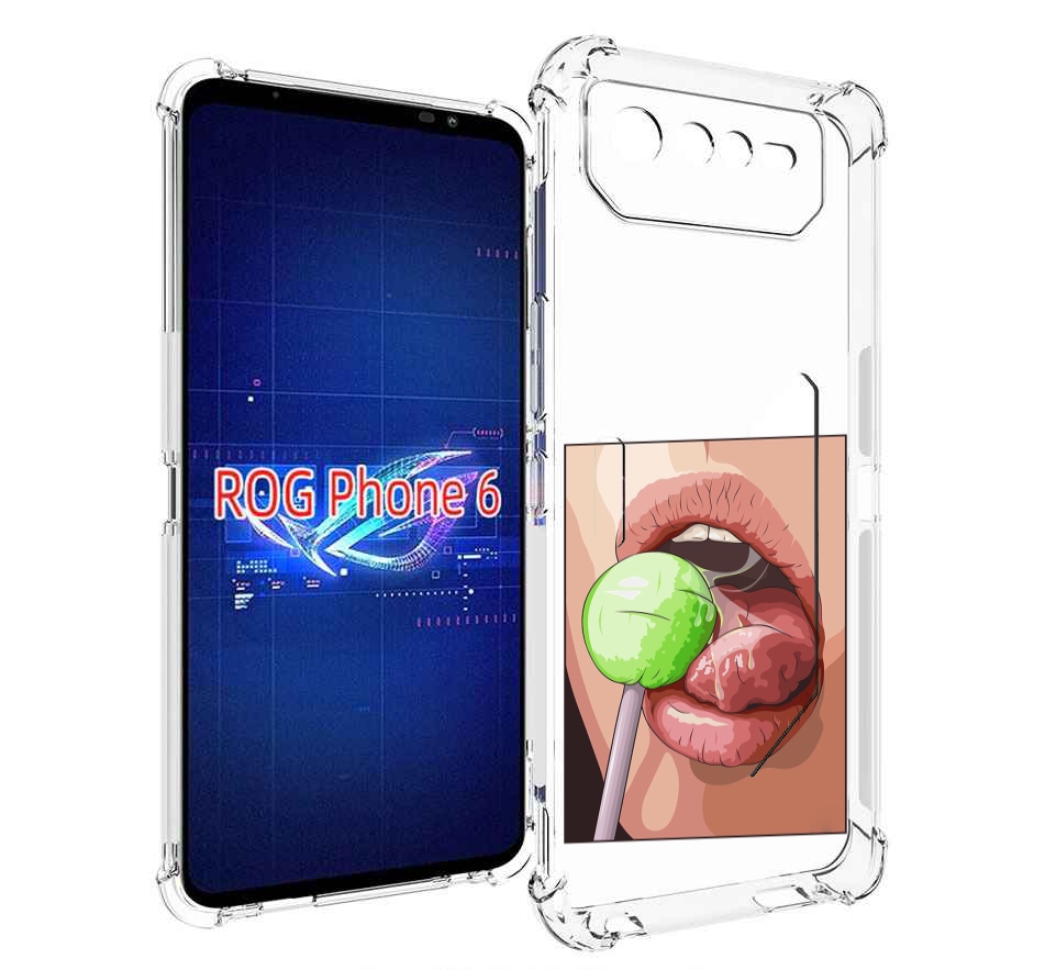 

Чехол MyPads зеленый-чупа-чупс женский для Asus ROG Phone 6, Прозрачный, Tocco