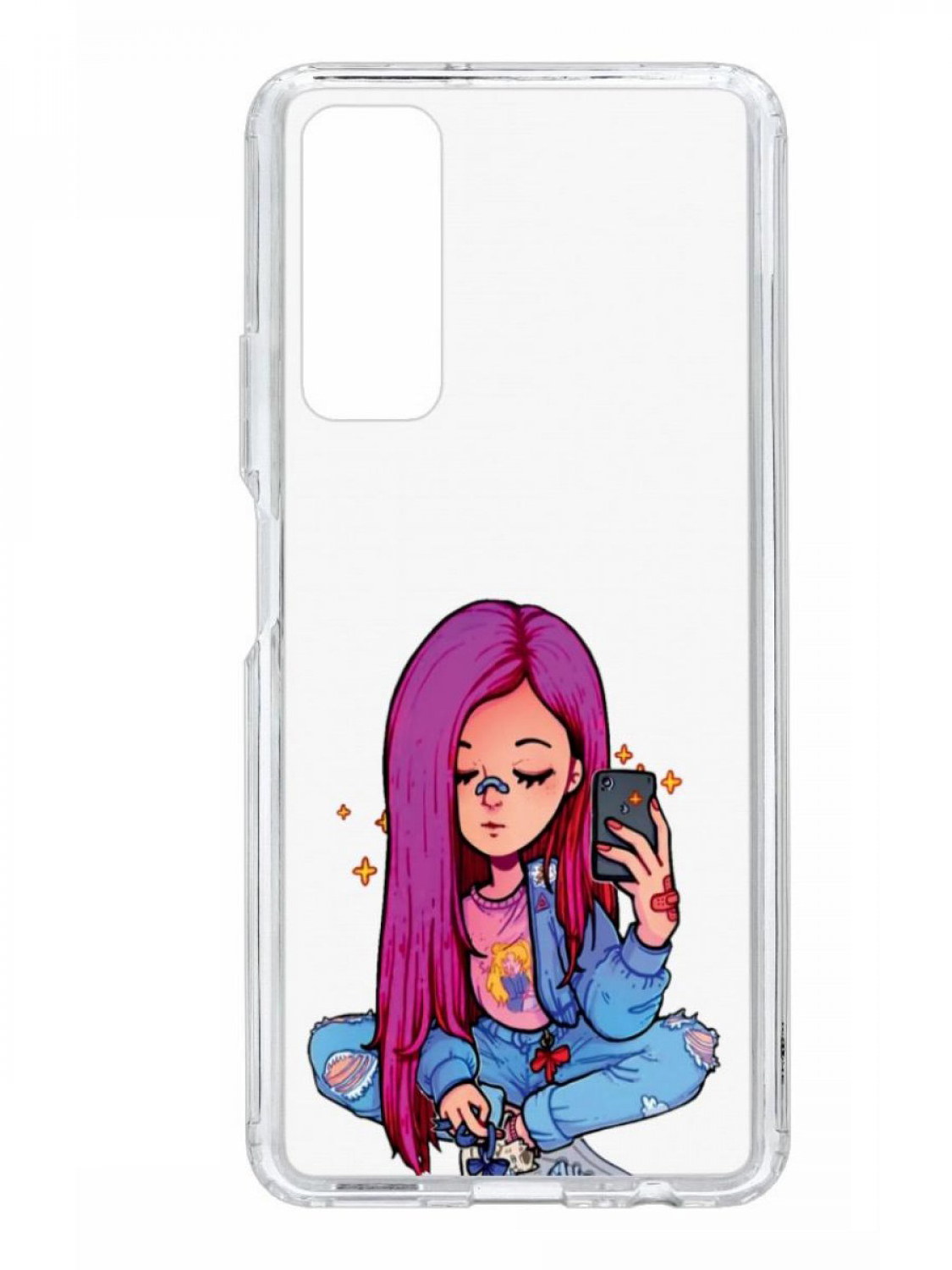 

Чехол для смартфона Huawei P Smart 2021 КRUЧЕ Print прозрачный с рисунком, Розовый