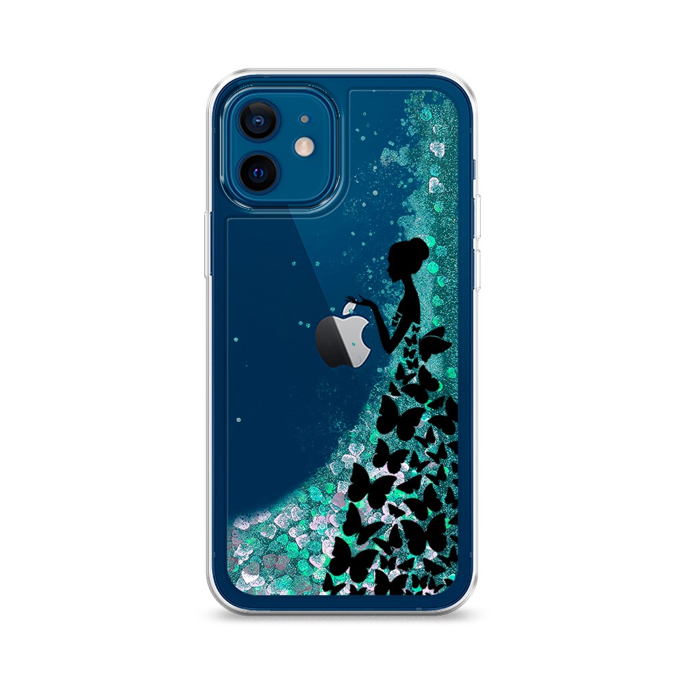 

Жидкий чехол с блестками "Дама в бабочках" на Apple iPhone 12, 12595-1