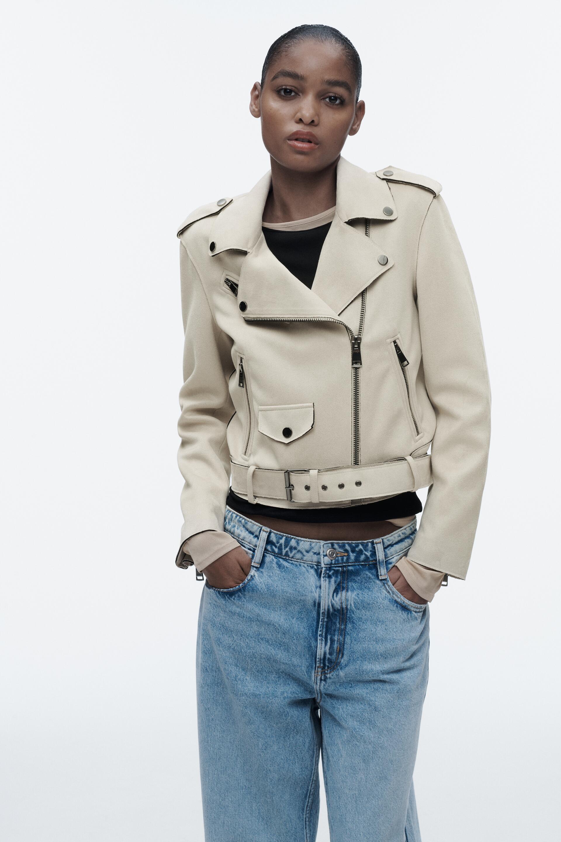 

Кожаная куртка женская ZARA 03046062 белая L (доставка из-за рубежа), Белый, 03046062