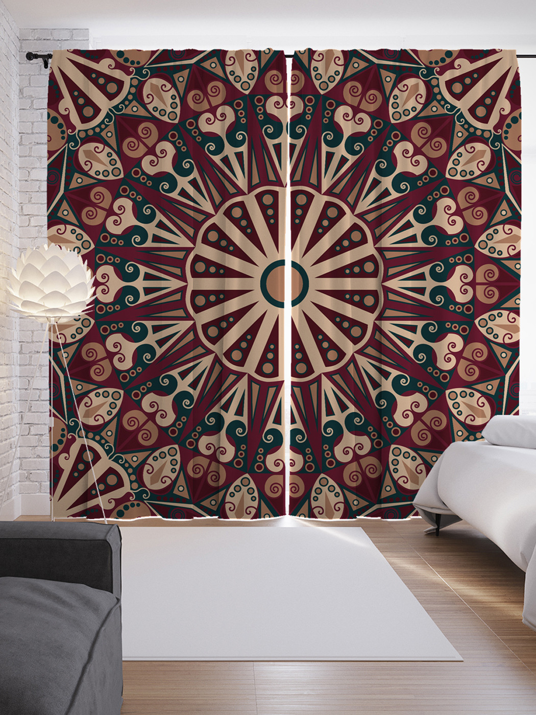 

Шторы с фотопечатью "Круг указаний" из сатена, 290х265 см