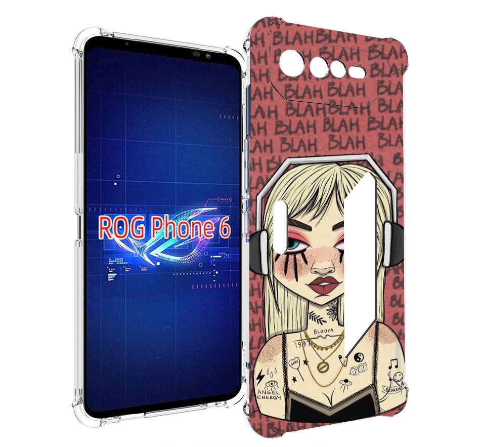 

Чехол MyPads дерзкая-девушка-в-наушниках женский для Asus ROG Phone 6, Прозрачный, Tocco