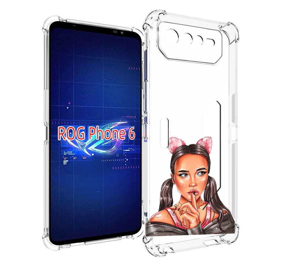 

Чехол MyPads девушка-тихо женский для Asus ROG Phone 6, Прозрачный, Tocco