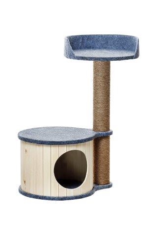 фото Когтеточка-домик для кошек пушок рожка+, 55х42х80 см, джут, серый войлок