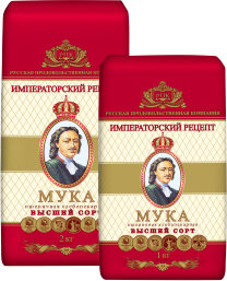 

Мука Императорский рецепт пшеничная хлебопекарная высший сорт 2 кг