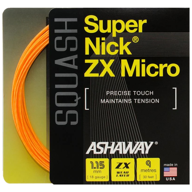 Струна для сквоша Ashaway 9m SuperNick ZX Micro A10955, Orange/Blue, 1.15