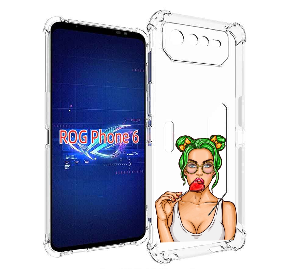 

Чехол MyPads девушка-с-чупачупсом-в-виде-сердца женский для Asus ROG Phone 6, Прозрачный, Tocco