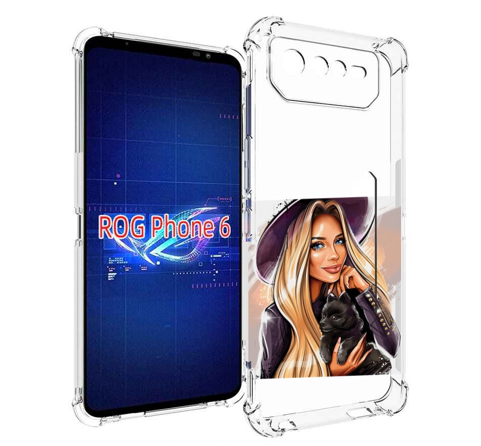 

Чехол MyPads девушка-с-черным-щенком женский для Asus ROG Phone 6, Прозрачный, Tocco