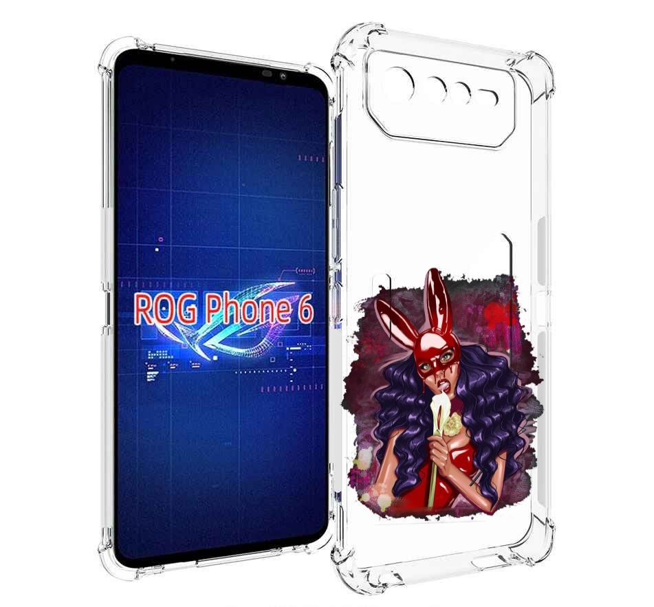 

Чехол MyPads девушка-с-текучей-маской женский для Asus ROG Phone 6, Прозрачный, Tocco