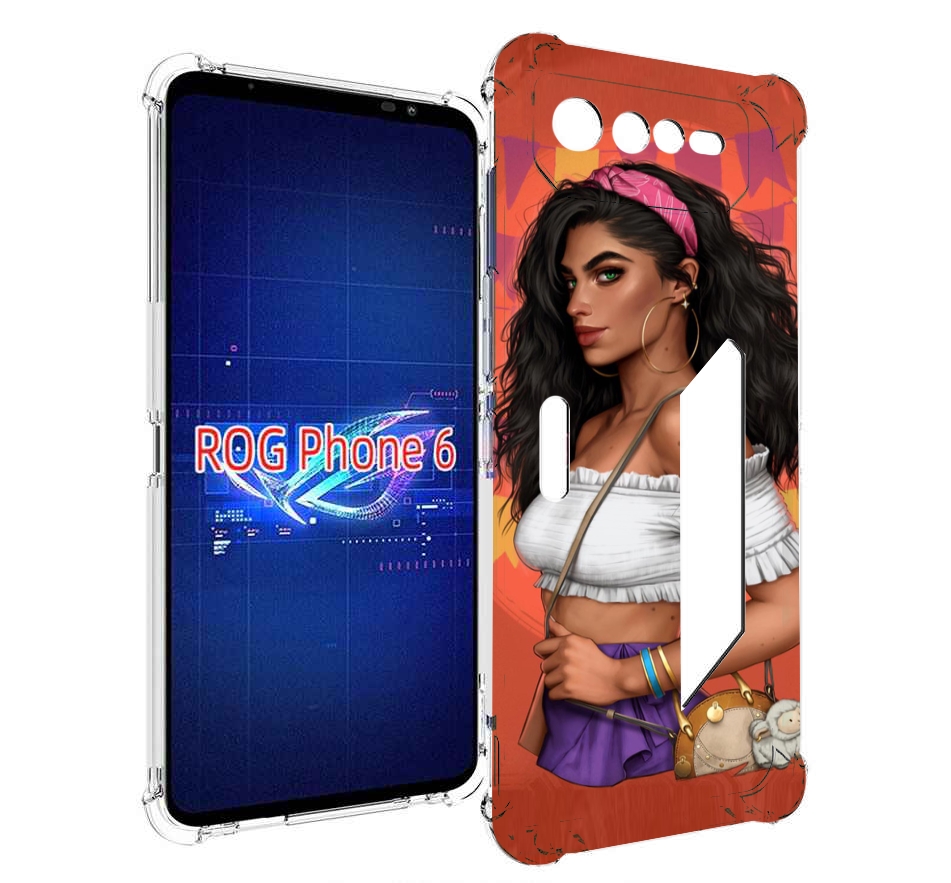 Чехол MyPads девушка-с-сумкой-мулатка женский для Asus ROG Phone 6