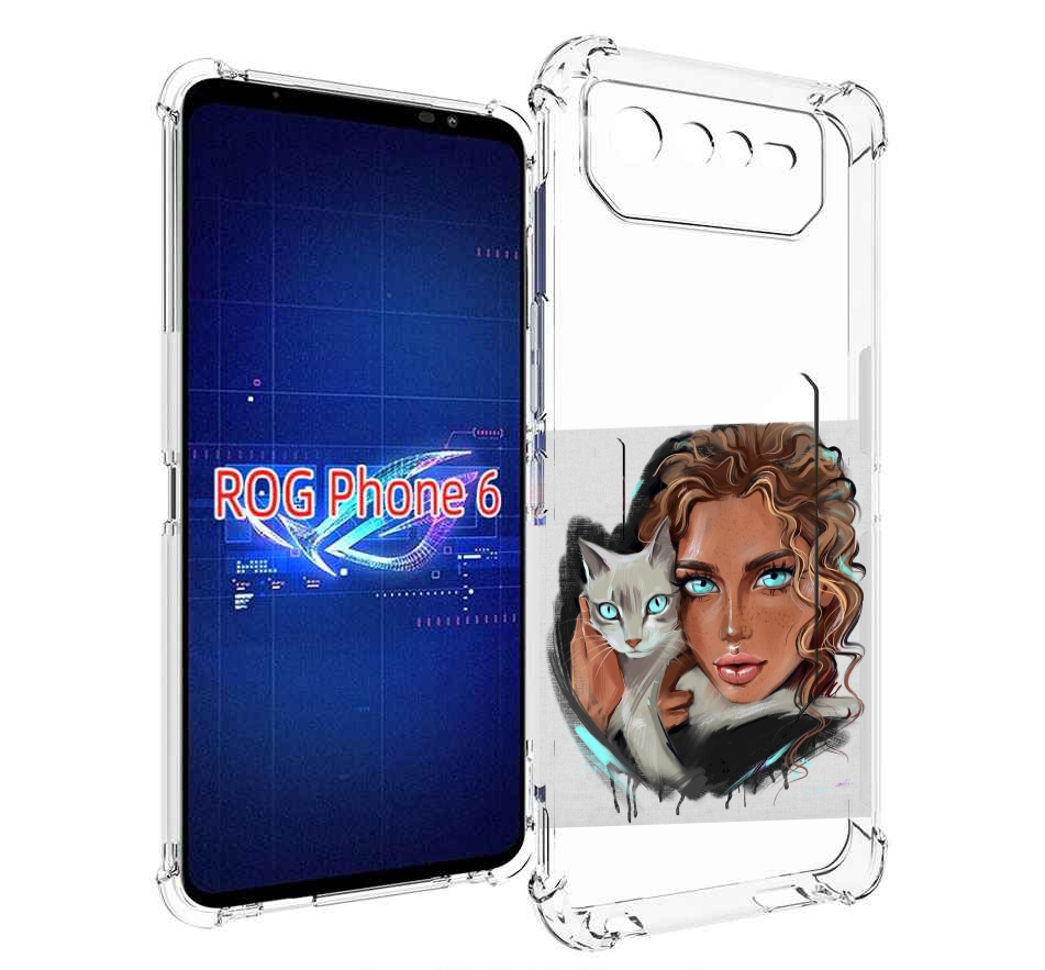 

Чехол MyPads девушка-с-котом-голубые-глаза женский для Asus ROG Phone 6, Прозрачный, Tocco