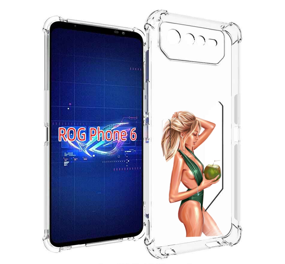 

Чехол MyPads девушка-с-кокосом-в-зеленом-купальнике женский для Asus ROG Phone 6, Прозрачный, Tocco