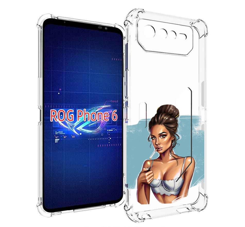 

Чехол MyPads девушка-с-зажигалкой для Asus ROG Phone 6, Прозрачный, Tocco